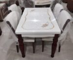Marble Top & Teak Wood Dining Table Set