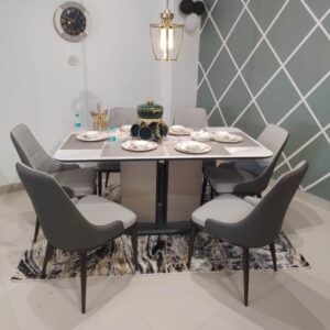 Marble Rectangular Dining Table (1+6)