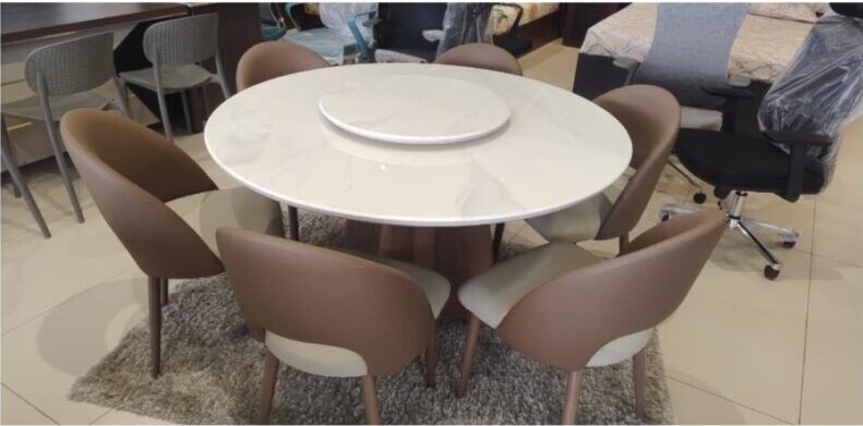 Modern Round Rotater Dining Table Set