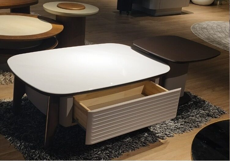 Italian Glass Top Square Coffee Table Set