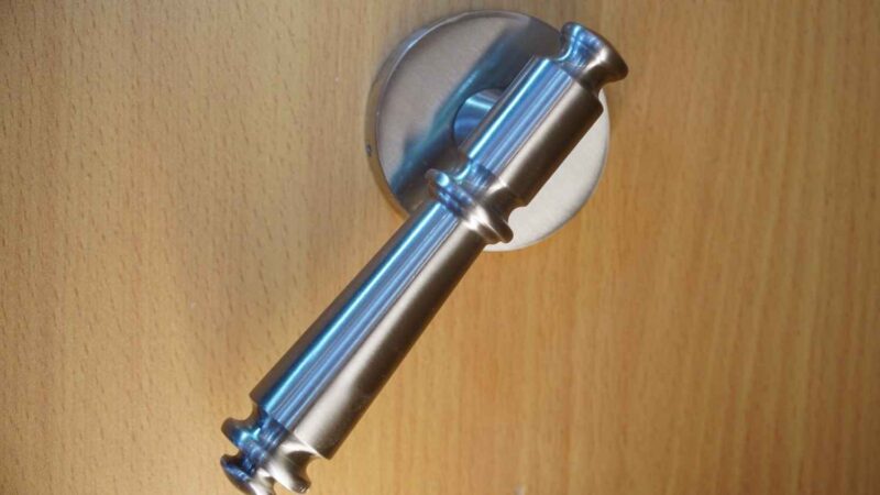 silver door handle
