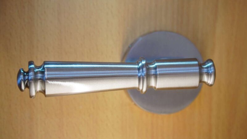 silver door handle