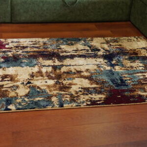 Adnan Abstract Design Premium Wool Area Rug – Beige, Blue & Maroon | 4 × 6 ft